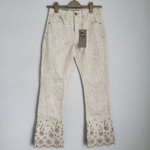 HOST PICK* Women's Boho Jeans Embroidered Paisley Print Festival Coastal Cowgirl